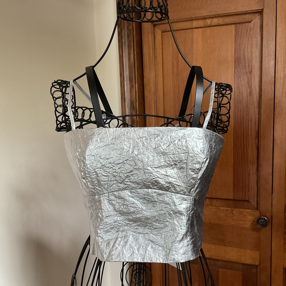 Zara Silver Metallic Women's Top, New, Small - Picture 2 of 9